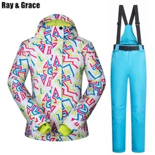 RAY GRACE зимняя куртка брюки для девочек комплект для женщин женский лыжный костюм спорт на открытом воздухе костюмы дышащий ветрозащитный водонепроница