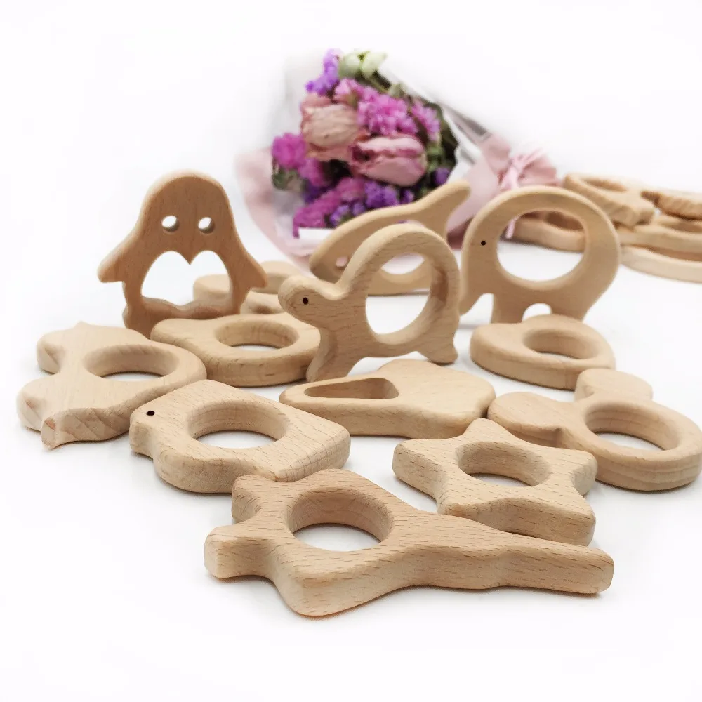 

20pc/lot Organic Baby Teether Wooden beads Natural Teething Grasping Toy Baby Shower Gift Toddler Teether Newborn Baby Gift
