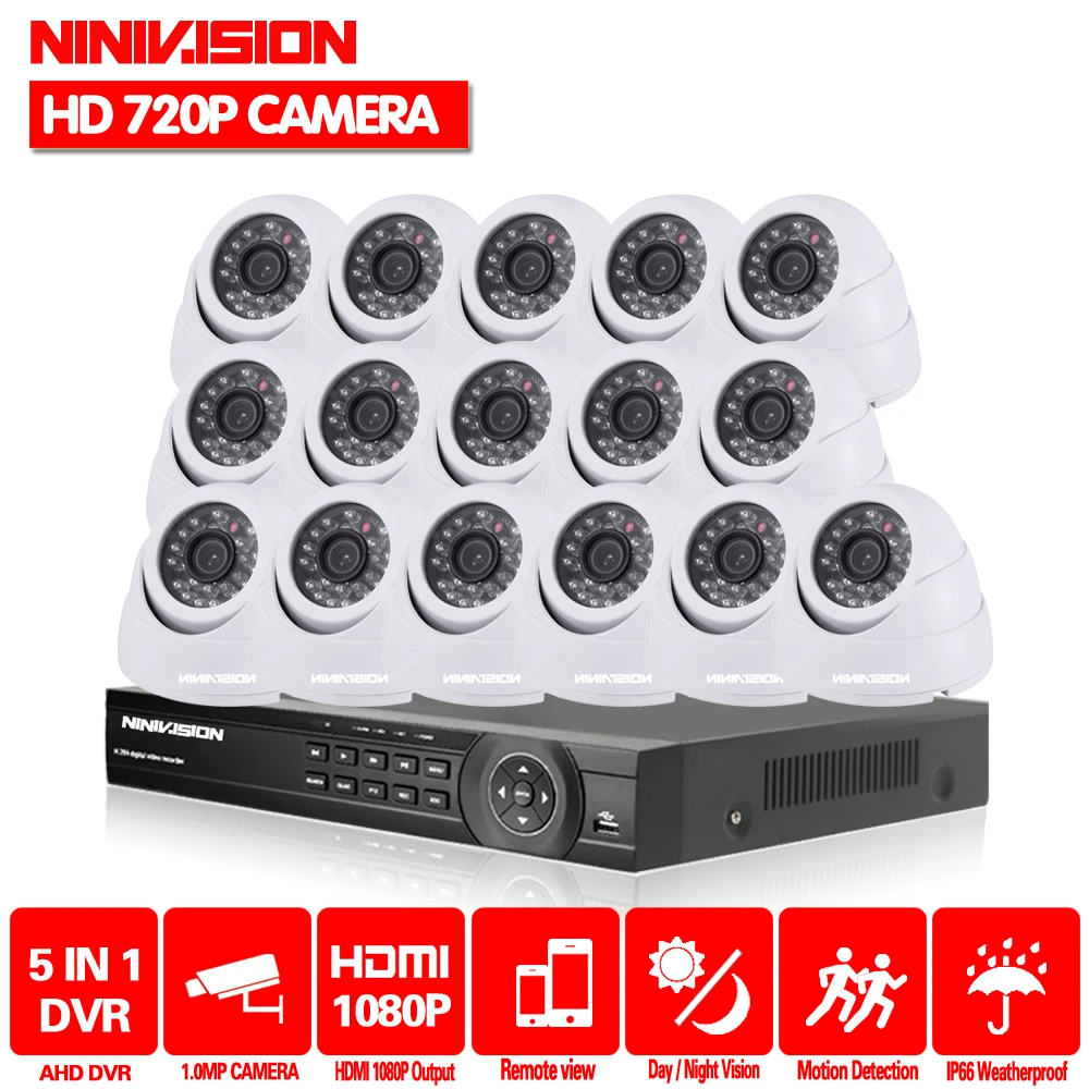 Система AHD CCTV 16CH DVR комплект 16 каналов 1080 P DVR с ИК День Ночь 2000TVL безопасности купол Видео системы наблюдений системы наблюдения