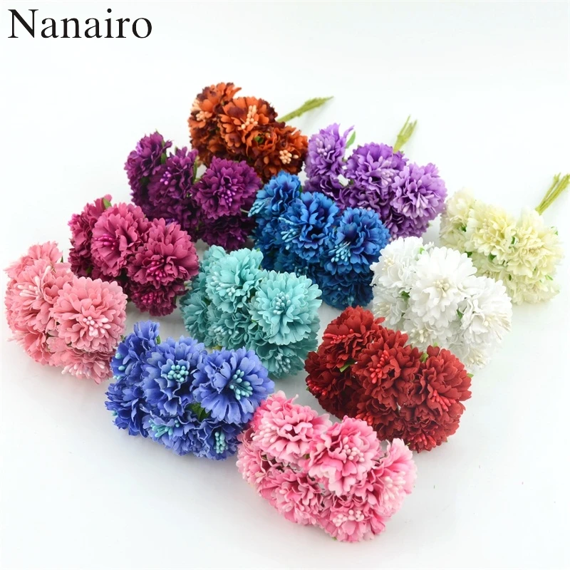 

6pcs/lot Silk Rose Artificial Flower Bouquet For Wedding Home Decoration Mariage Flores Clothing Hats Accessories Rosa Flowers