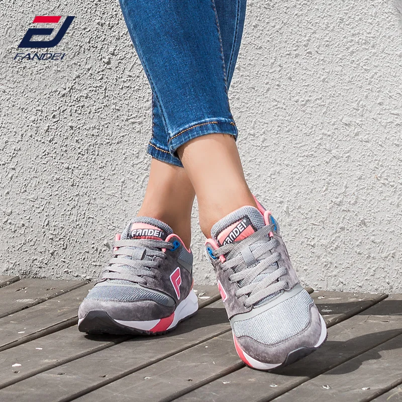 comprar FANDEI Mulheres Outono Inverno Retro Running Shoes para a Mulher Sapatilhas de Couro dos homens Caminhada Ao Ar Livre Sapatos de Desporto Caminhadas Sneaker