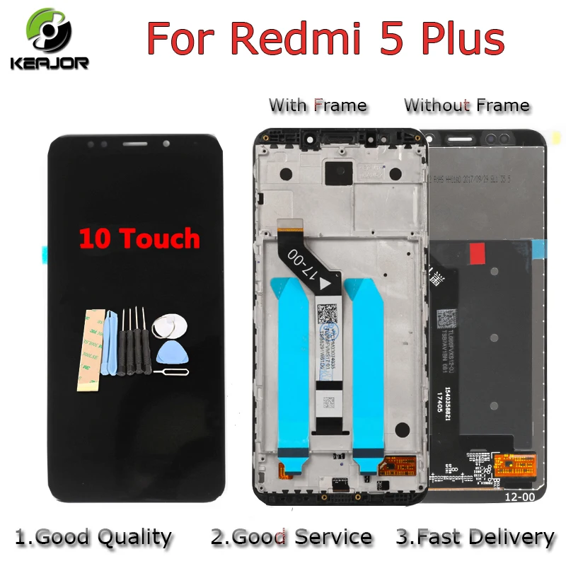 

Display For Redmi 5 Plus LCD Display Screen Touch 100% New 10 Touch Digitizer Assembly Replacement For Xiaomi Redmi5 Plus 5.99