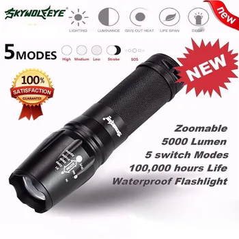 

High Quality 5000 Lumen 5 Modes T6 Zoomable LED 18650 Flashlight Torch Lamp Light G700 X800