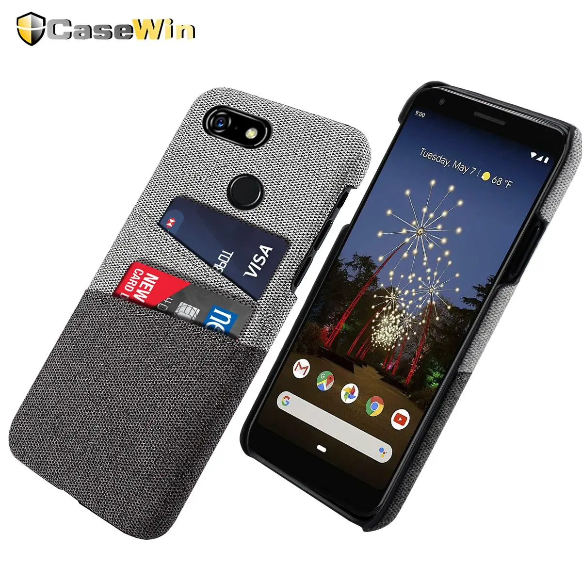 Phone Case For Google Pixel 3A XL Slim Hard PC Fabric Rugged Protective Felt Cloth Cover with Card Holder | Мобильные телефоны и