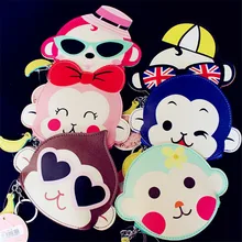 Творческий мультфильм маленькая обезьянка искусственная кожа изменить Женские Кошельки с брелок изображениями животных Кошельки для детей Обувь для девочек Для женщин милые подарки