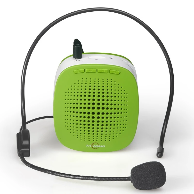 HAWEEL 5W Multi-function Portable Little Bee Voice Amplifier Speaker with Wired Microphone for Teacher / Tourist Guide - Цвет: green