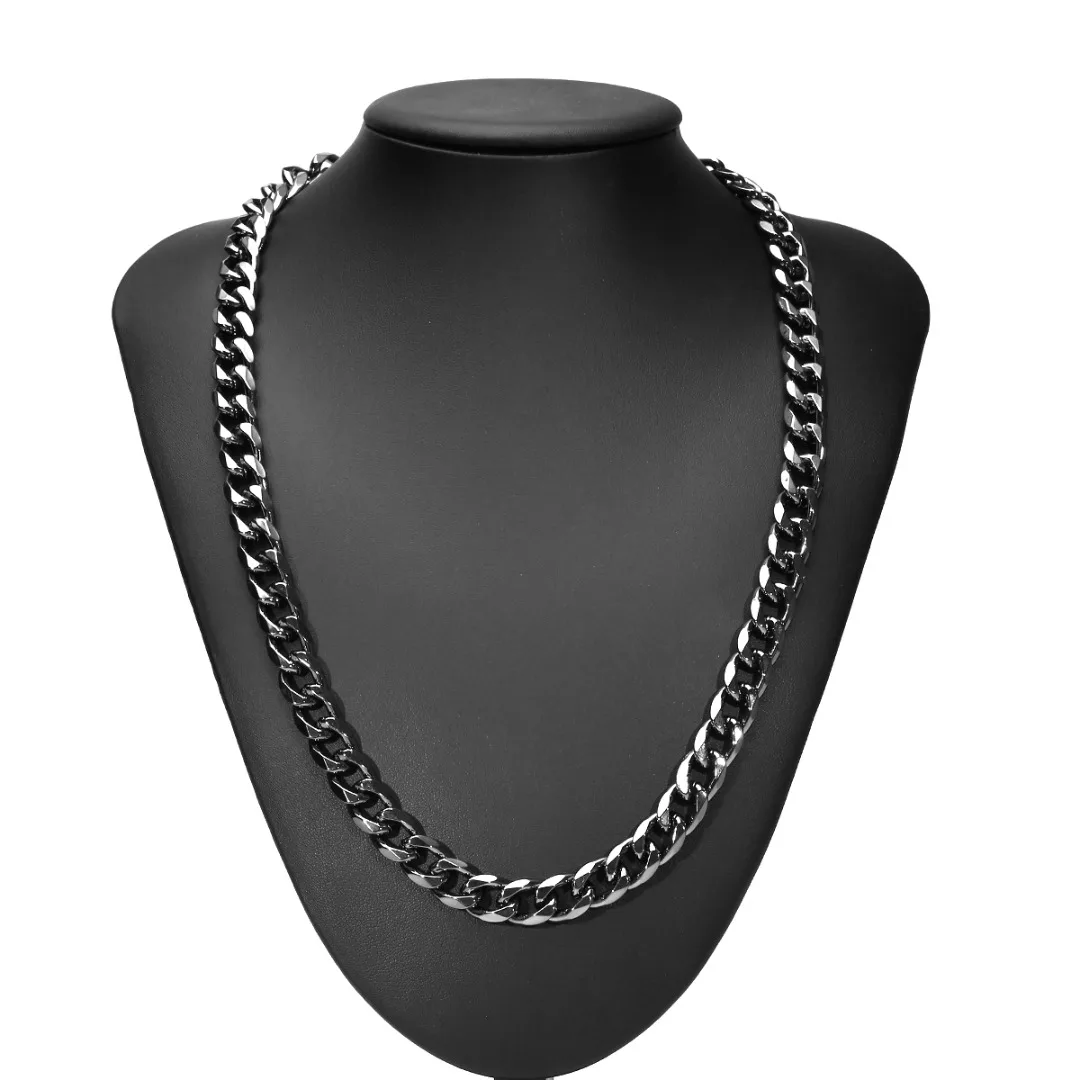 5/7/9/11mm Fashion Men Link Chain Necklace Shellhard Black Cuban Chain Men Women Jewelry Gifts Long Necklace Hip Hop Jewelry