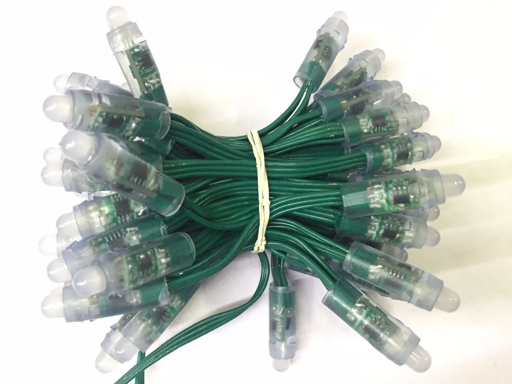 50 шт. 12 мм WS2811 led Смарт пиксельный узел с Зеленая проволока (20AWG) класс IP68|ip68 led|ip68