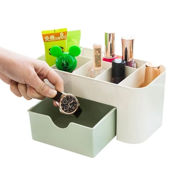 

Plastic Cosmetic Organizer Jewelry Box Office Storage Drawer Desk Makeup Case Brush Box Lipstick Boxes