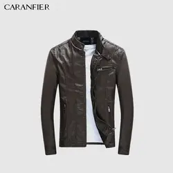 Caranfier Для мужчин s Куртки из искусственной кожи пальто Мотоцикл Байкер Искусственная кожа куртка Для мужчин осень Зимняя одежда мужской
