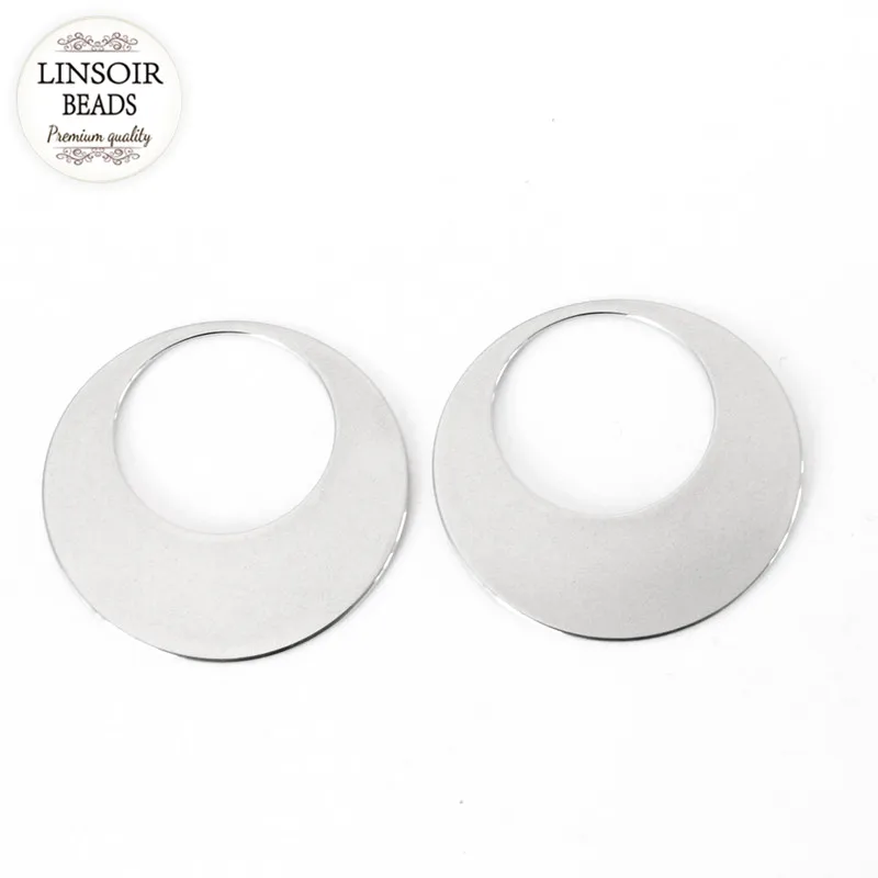 

LINSOIR 10pcs/lot 33mm Stainless Steel Metal Round Charms Pendants For Bracelets Necklace Earring Connectors For Jewelry Making