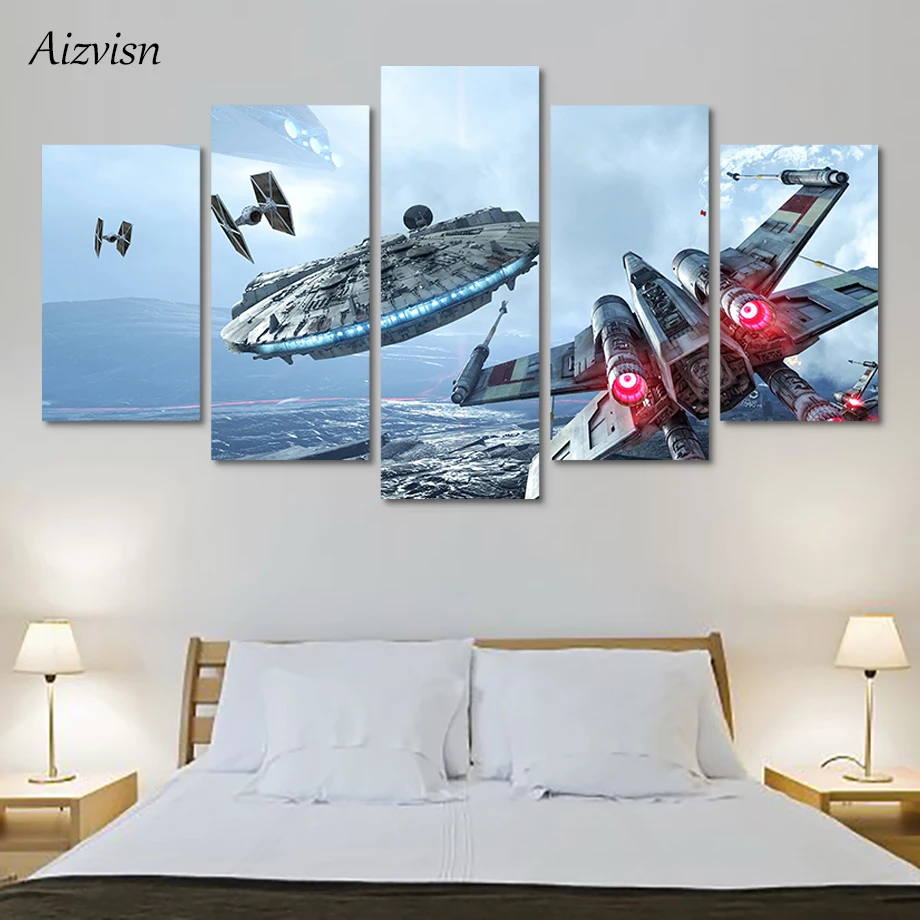 

Aizvisn 5 Piece Star Wars Movie Poster HD Printed Modular Wall Painting Home Decoration Painting for Living Room Wall Decoration