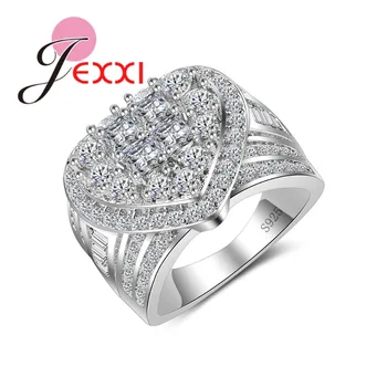 

Luxury Love Heart Design Finger Rings paved Micro Cubic Zircon Sterling Silver 925 Jewelry for Women Girls Gift