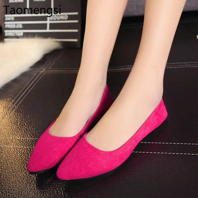 

Taomengsi New fashionable pointed flat bottom, shallow suede, multi-color lady's single ladle shoes wholesale