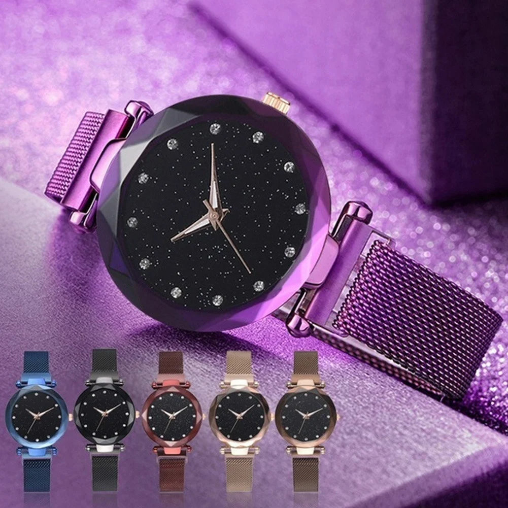 

Fashion Luxury Magnetic Starry Sky Women Watches Rose Gold Bracelet Rhinestones Quartz Ladies Watch Female Wristwatch Relogio