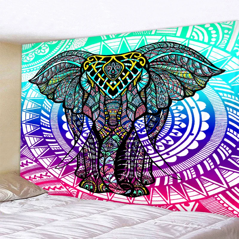 

Decorative Mandala Elephant Wall Hanging Tapestry Bohemian Macrame Wall Art Blanket Home Decor Multicolor Bedroom Sheets
