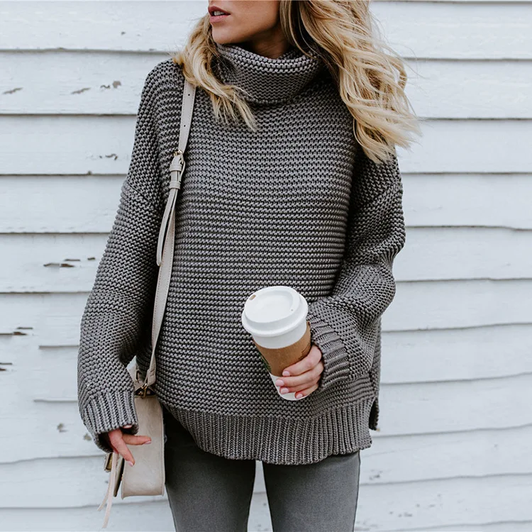

The new 2019 Europe and the United States long sleeve turtleneck sweater female hot style thick line turtleneck sweater