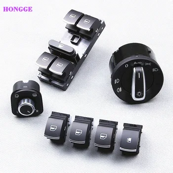 

HONGGE 1 Set Chrome Window Headlamp Fuel Tank Door Side mirror Switch Kit For Golf MK5 Rabbit 5ND 959 855 5ND 941 431 B