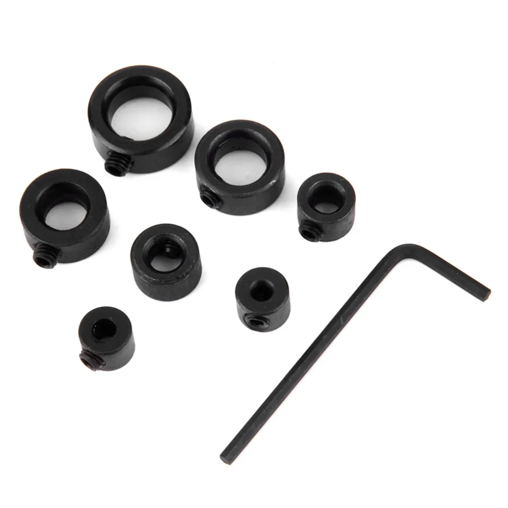 

8X Woodworking Drill Bit Depth Stop Collars Ring Positioner Drill Hex Wrench Safety Drilling 3-16mm