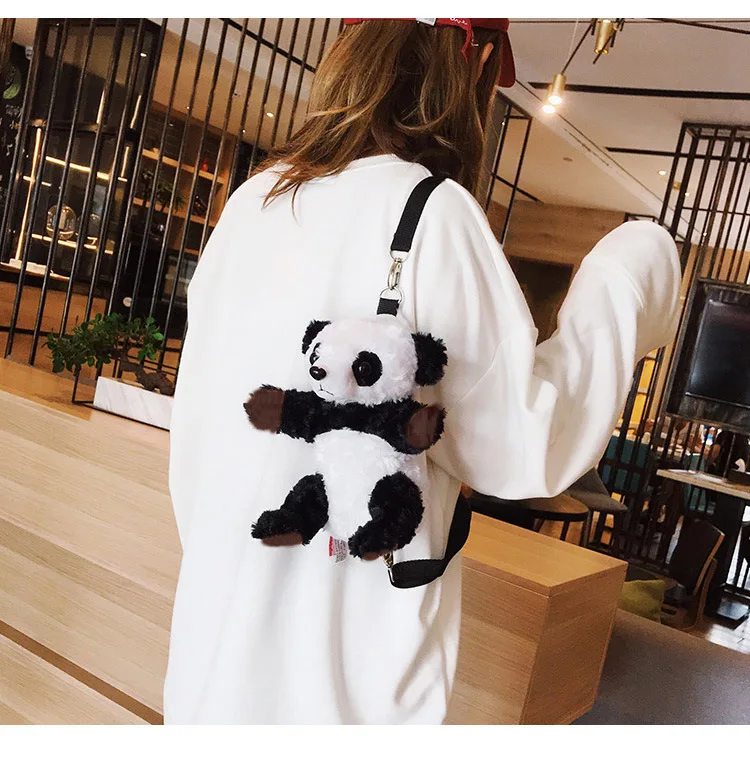 25 см Kawaii плюшевый панда кошелек с ремешком через плечо Детская сумка Многофункциональный милый маленький 3D рюкзак с животными подарок на день рождения для взрослых K