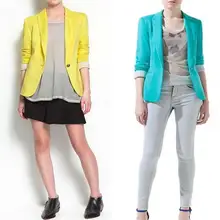 Hot Blazer Women New 2016 Candy Color Jackets Suit Slim yards Ladies Blazers Work Wear Jacket