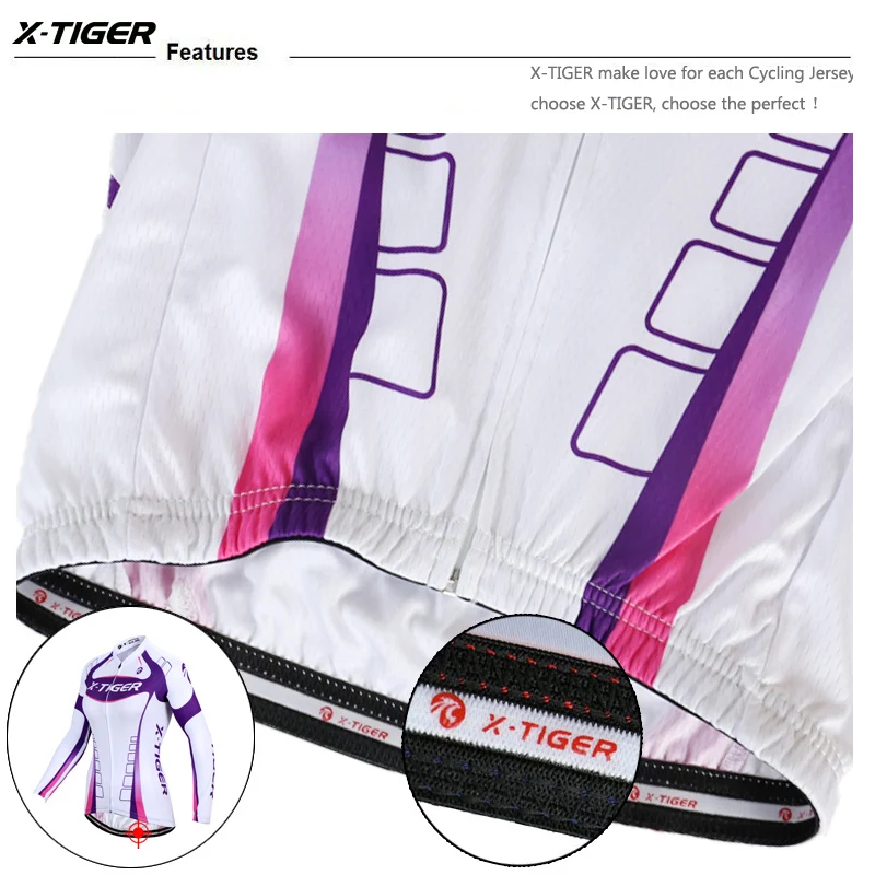 X-Tiger, полиэстер, Женский комплект Джерси для велоспорта, весенний комплект одежды для горного велосипеда, одежда для велоспорта, Uniformes De Ciclismo Hombre