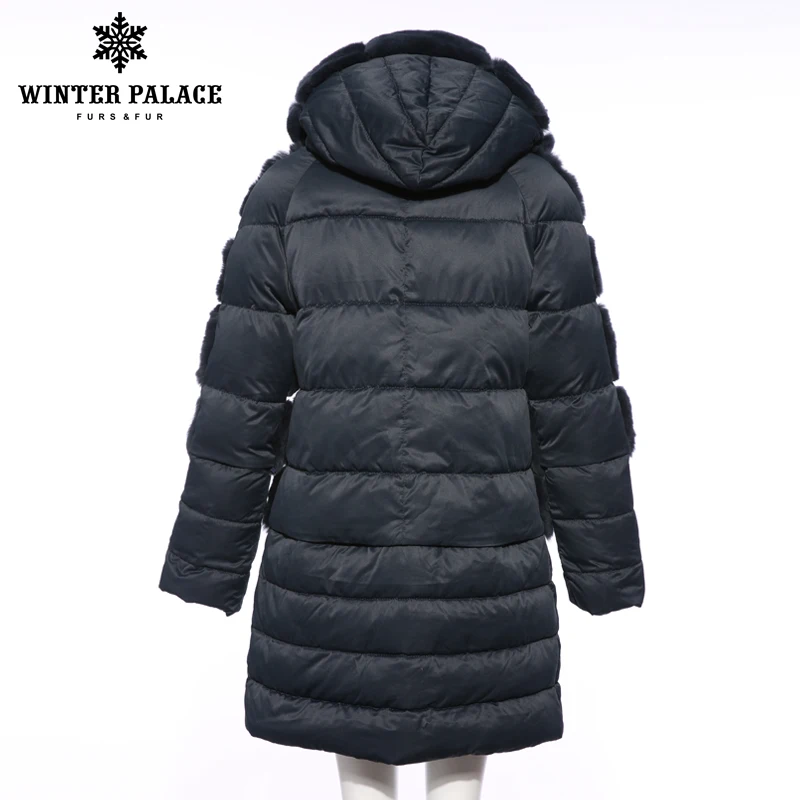 Doudoune Rex À pink D'hiver brown Manteau Couture Fourrure Grade Décontracté Solide Lapin 2018 Blue Mode Long blue Élevé De 1 rBxoCde