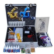 2 пушки Профессиональный комплект тату-машинки инструмент для пирсинга завершенный набор Перманентный макияж тату Набор