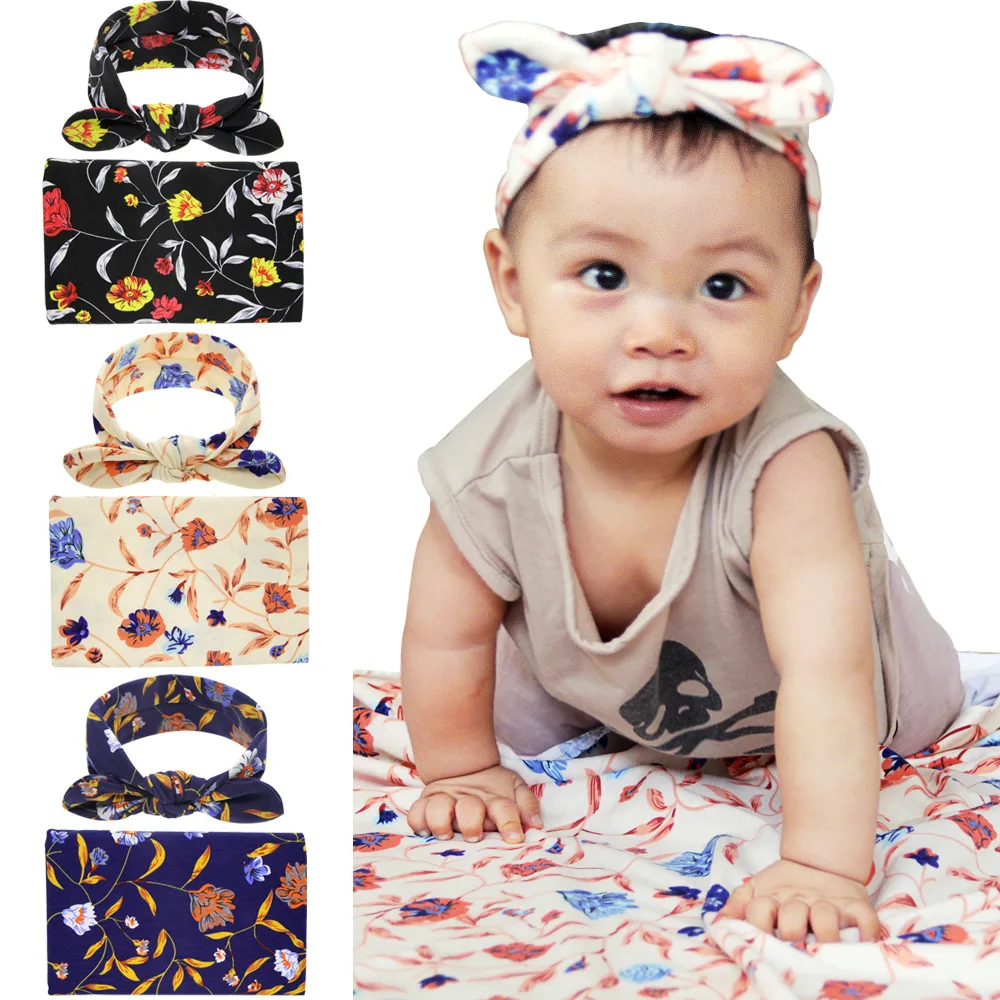 Newborn Hospital Swaddled Set Swaddle With Headwrap Baby Swaddle Wrap