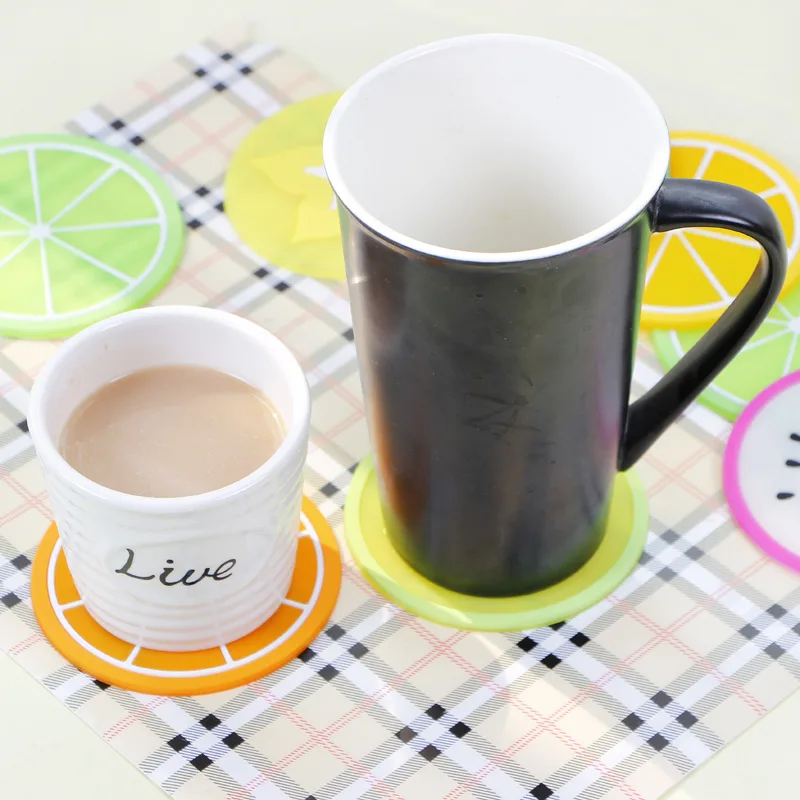 Colourful Silicone Dining Table Cup Mats Creative Non-slip Kitchen Accessories Mat Cups Heat Insulation Teacup Cushion