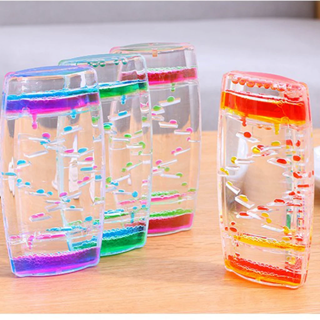  Acrylic Creative Square Floating Oil Liquid Bubble Motion Timer Hour Glass Ladder Home Desk Decor Random Color