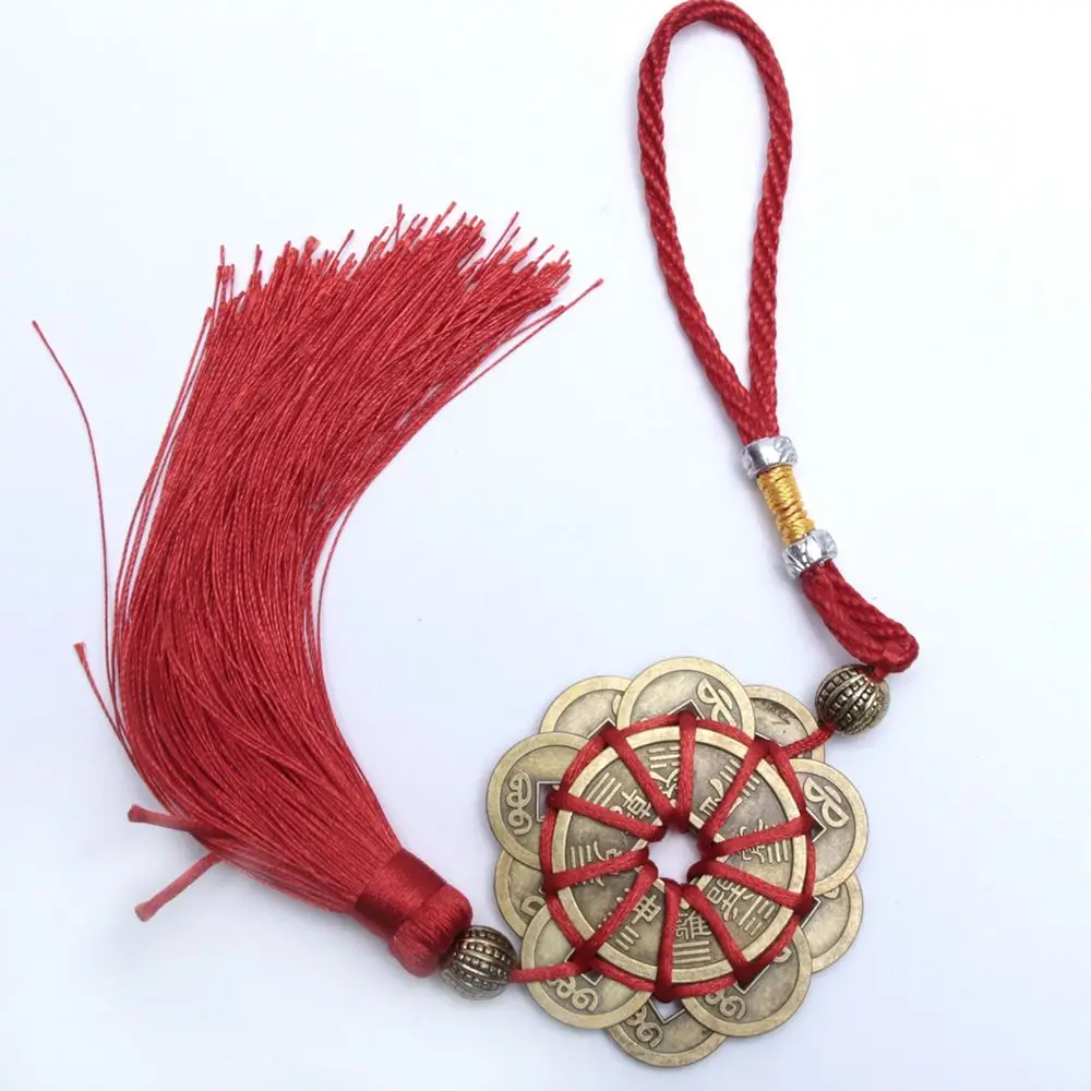 Red Chinese knot FENG SHUI Set Of 6 Lucky Charm Ancient CHINA Coins