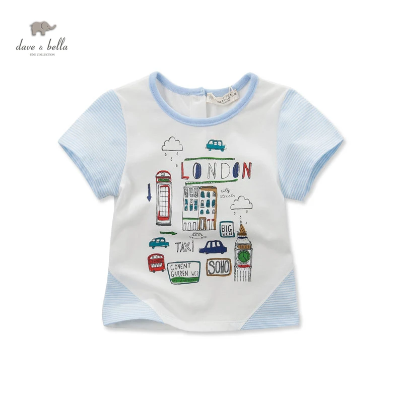 

DB3050 dave bella summer baby boy car printed cartoon cotton t shirt infant clothes toddle tees boys tops kids t-shirt