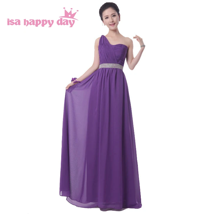 2017 dresses deep purple one shoulder bridesmaid sweetheart long length dress formal bridesmaids