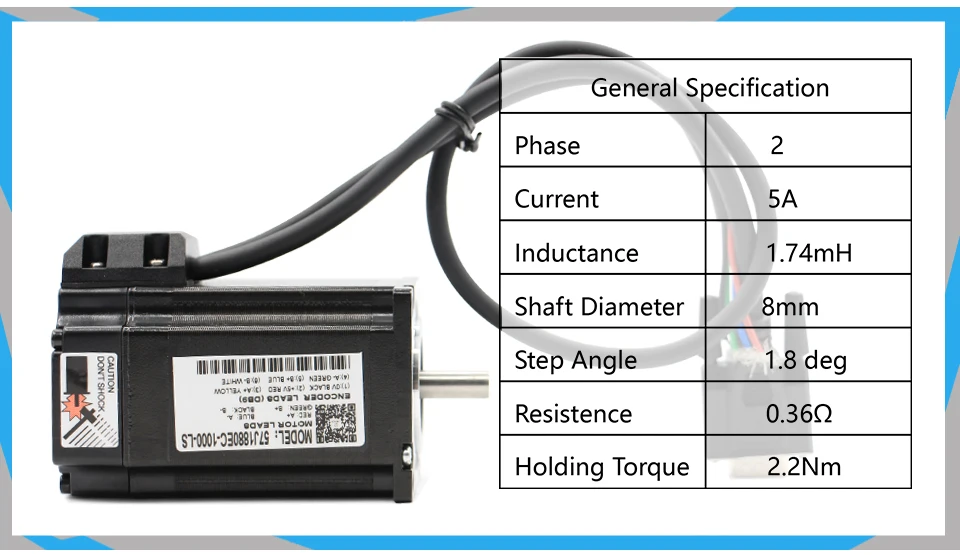 JMC замкнутый контур шаговый двигатель 2.0N.m 4 провода 285Oz-in D = 8 мм Nema 23 2.2Nm сервопривод шаговый двигатель 57J1880EC-1000+ 2HSS57