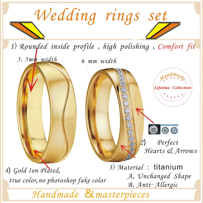 Vintage Wedding Band Couple ring men Jewelry Gold Color anillos mujer aneis anel masculino Engagement women's rings (1)