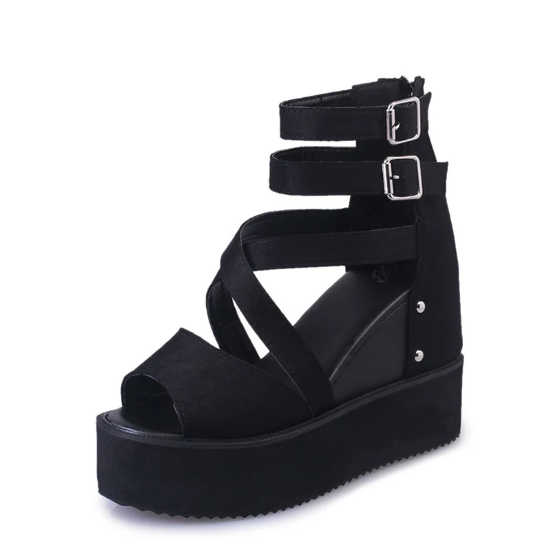 E TOY WORD Fashion platform Sandals Summer muffin bottom Women Wedge Fish mouth High Heels sandals 11cm Women's sandals