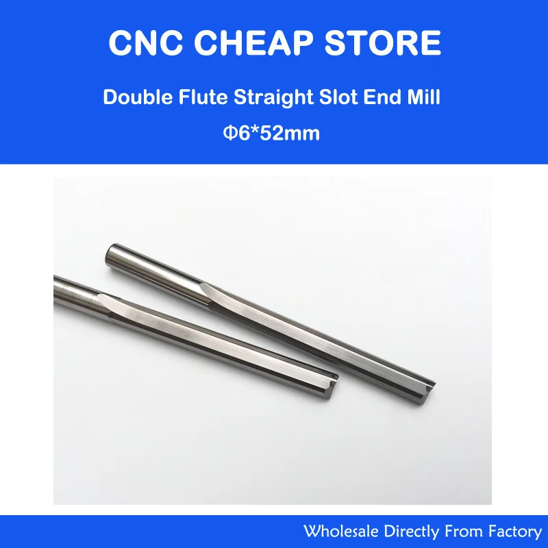 

2pcs 6*52MM Two Straight Flute Milling Cutter, CNC Engraving Bit, Wood Router Bits Sets, Carbide End Mill