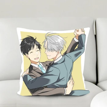 

Oct. New Home Textile Yuri On Ice Anime 2WT 2way One-sided Two-sided Square Pillow Case Victor Nikiforov & Yuri Katsuki #41041B