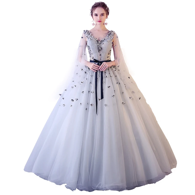 Vestidos de 15 anos пышные платья с накидкой серые и Серебристые на шнуровке темпераментные платья принцессы для дня рождения