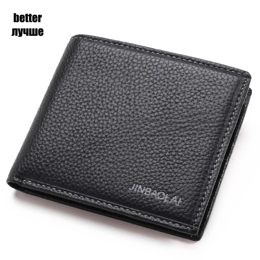 Black2 better JINBAOLAI мужские компактные кошельки из натуральной коровьей кожи тонкая кредитница простой классический мужской кошелек высокого качества брендовые мужские кошельки - Цвет: Black2 better