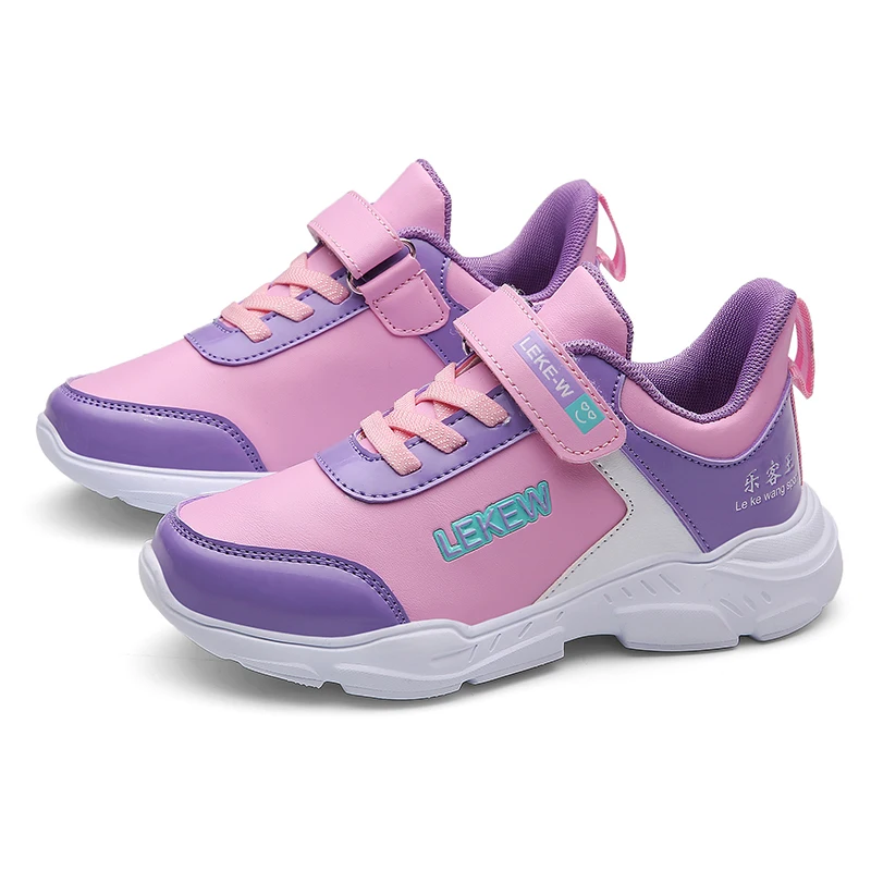 

ULKNN Children's sports shoes autumn 2019 new leather comfortable student running shoes in the big boy girl pink running shoes