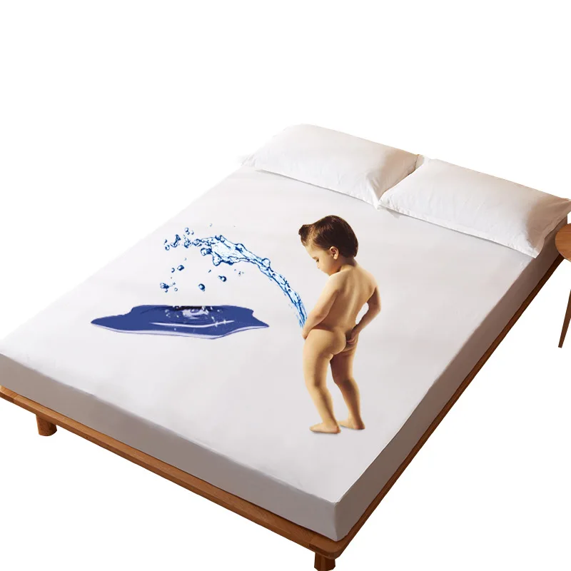 

100% Cotton Waterproof Fitted Sheet Set Pad Elder Child Nursing Mat Mattress Cover Protector Beddings Bedclothes 3Pc Pillowcase