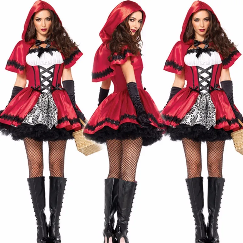 

Sexy Cardinal Little Red Riding Hood Costume Halloween cosplay Party Dress Adult Women Purim Stage Performance Uniform