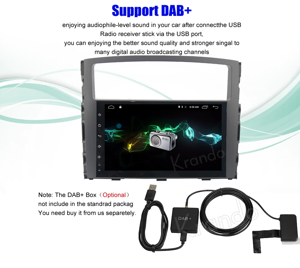 Best Krando Android 7.1 9" (no dvd) car audio navigation gps for Mitsubish Pajero 2006-2011 radio multimedia entertainment system 12