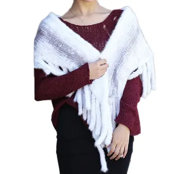 

New Stylish Women Luxury Genuine Mink Fur Shawls Fashion Tassels Triangle Real Fur Shawls Wraps Scarves Ladies Fur Capes Stoles