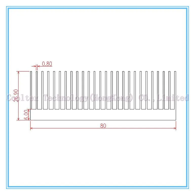 Radiador de alumínio extrusor, alta potência 160x80x26.9mm,