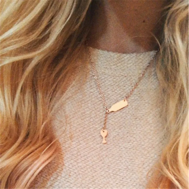 

Beer Bottle Long Pendant Necklaces Collar Mujeres for Women Fashion Necklaces 2019 Statement Party Chain