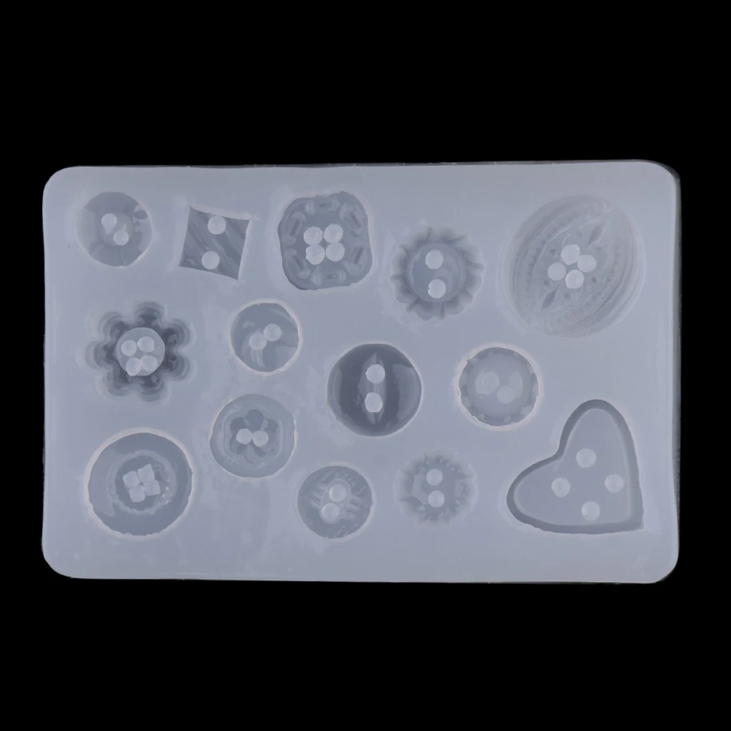 Assorted Buttons Jewelry Silicone Mold with 2/4 Holes for Polymer Clay, Crafting, Resin Epoxy, Pendant Earrings Making
