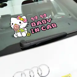 Наклейки для автомобиля кошка ребенок в машине розовый милый мультфильм цветные Переводные изображения авто тюнинг Стайлинг